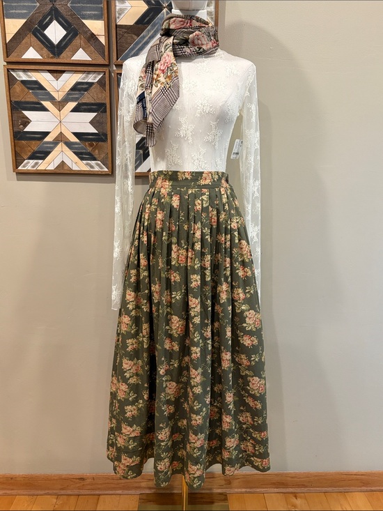 Ralph Lauren Dresses & Skirts - Vintage Ralph Lauren Country 90s Floral Pleated Flared Tiered Hem Maxi Skirt 10
